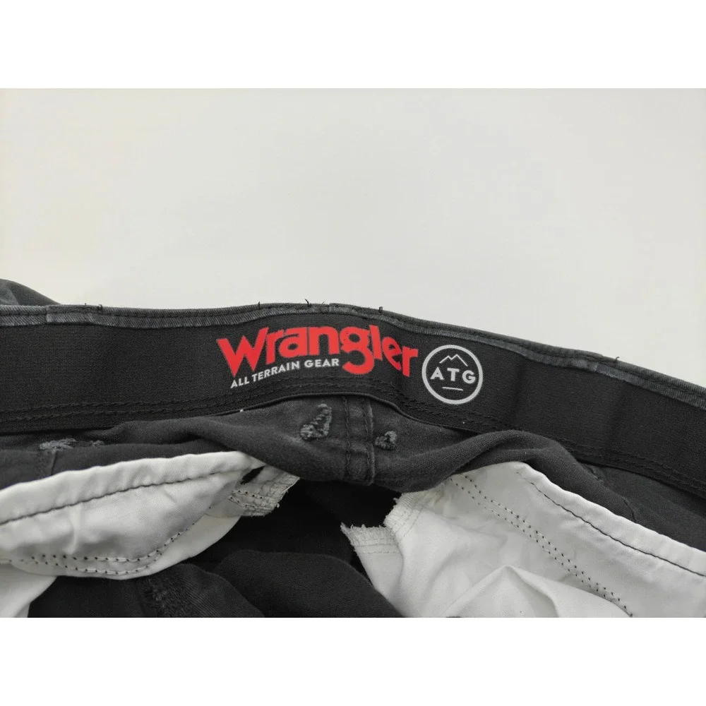 Wrangler ATG Mens Charcoal Black Cargo Pants Stretch Straight Leg 34x32